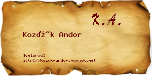 Kozák Andor névjegykártya