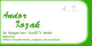 andor kozak business card